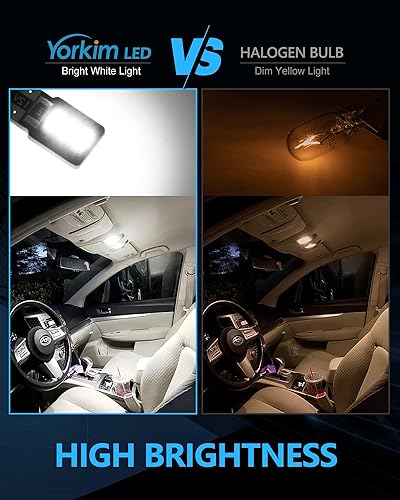 Miniatura 3 de Yorkim MIZI - 20 bombillas LED 194 blancas, tamaño 168, bombillas LED T10, repuesto para el interior del automóvil, luces de puerta de cúpula de