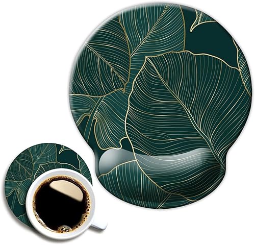 DOOKE - Alfombrilla ergonómica para mouse con soporte para muñecas, almohadilla para muñecas con base de goma antideslizante con portavasos para