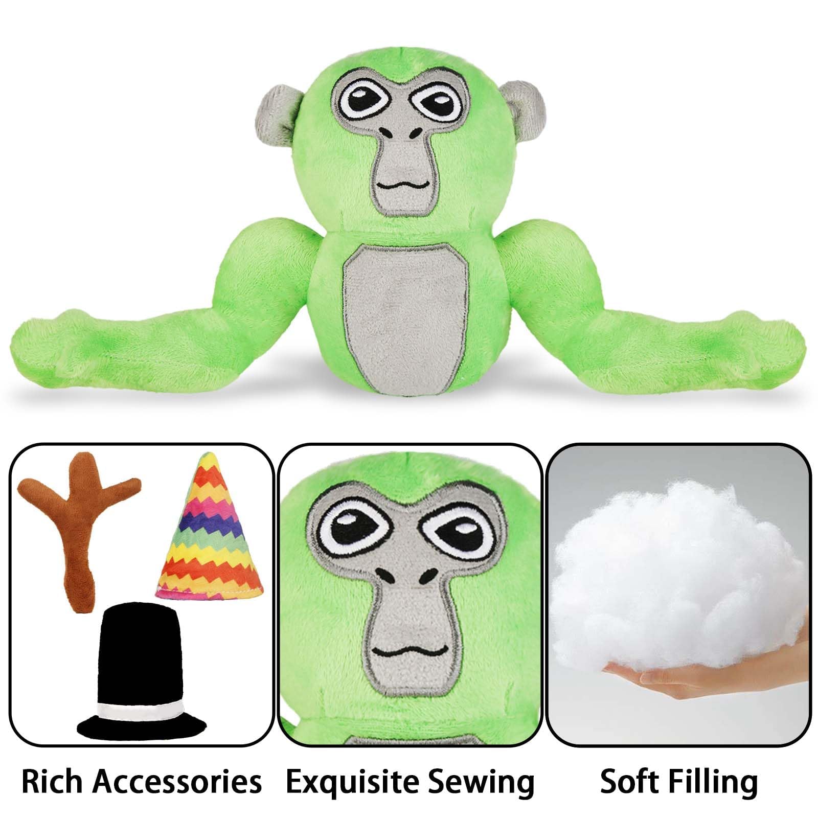 Ainvliya Gorilla Monkey Plush Toy- Soft Plushie Stuffed Animal Toys Gorilla Doll with Hats and Branch Scepter Plush Throw Pillow Doll for Game Lovers Fans Kids Adult Playing Sleeping Collection Gift - Image 4