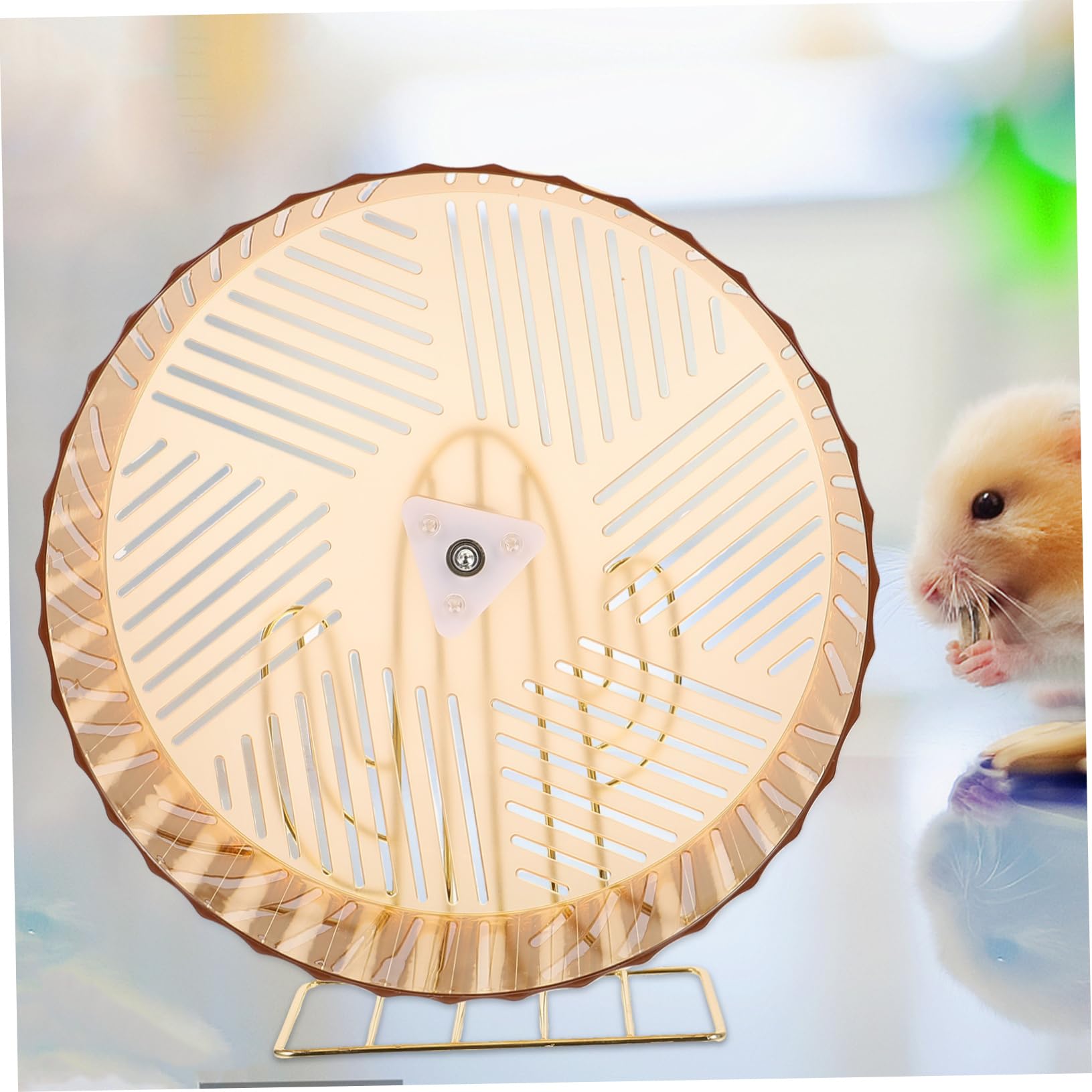 COLLBATH Rueda de Hámster Soporte Estable y Base Antideslizante, Rueda Silenciosa de Plástico y Aleación para Ejercicio en Jaulas de Mascotas Pequeñas Color Aleatorio