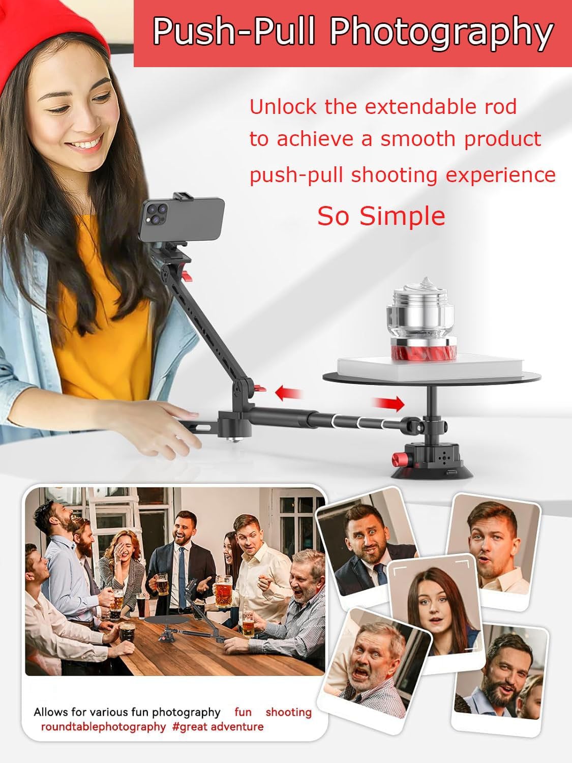 360 Video Rotating Platform/Camera Slider,Adjustable Phone/Camera Mount/Suction Cup Base,Professional Spinning Camera Rig,for Product Photography & Videos