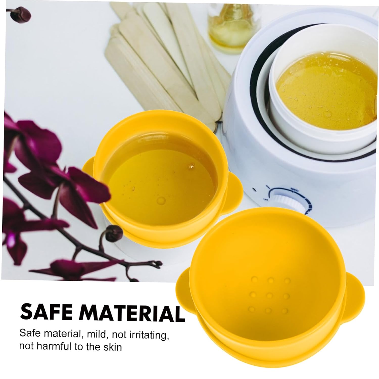minkissy 3pcs - Silicone Wax Melting Bowl Non-stick Inner Pot for Wax Heater Compact Design for Easy Storage and Use Yellow Bowl Accessory