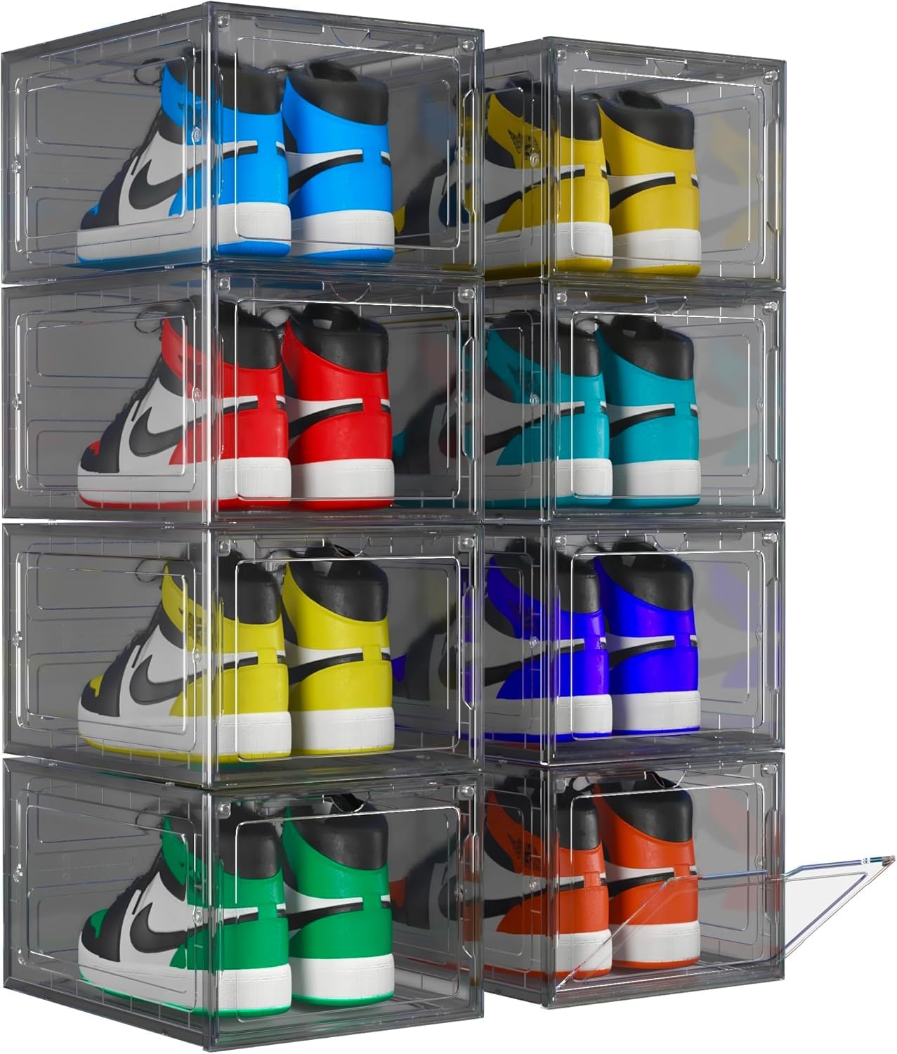 Schuh-Aufbewahrungsboxen, Schuhkartons, stapelbar, Kunststoff, transparent, Aufbewahrungsboxen, passend für Herren bis Größe 47, 8 Stück