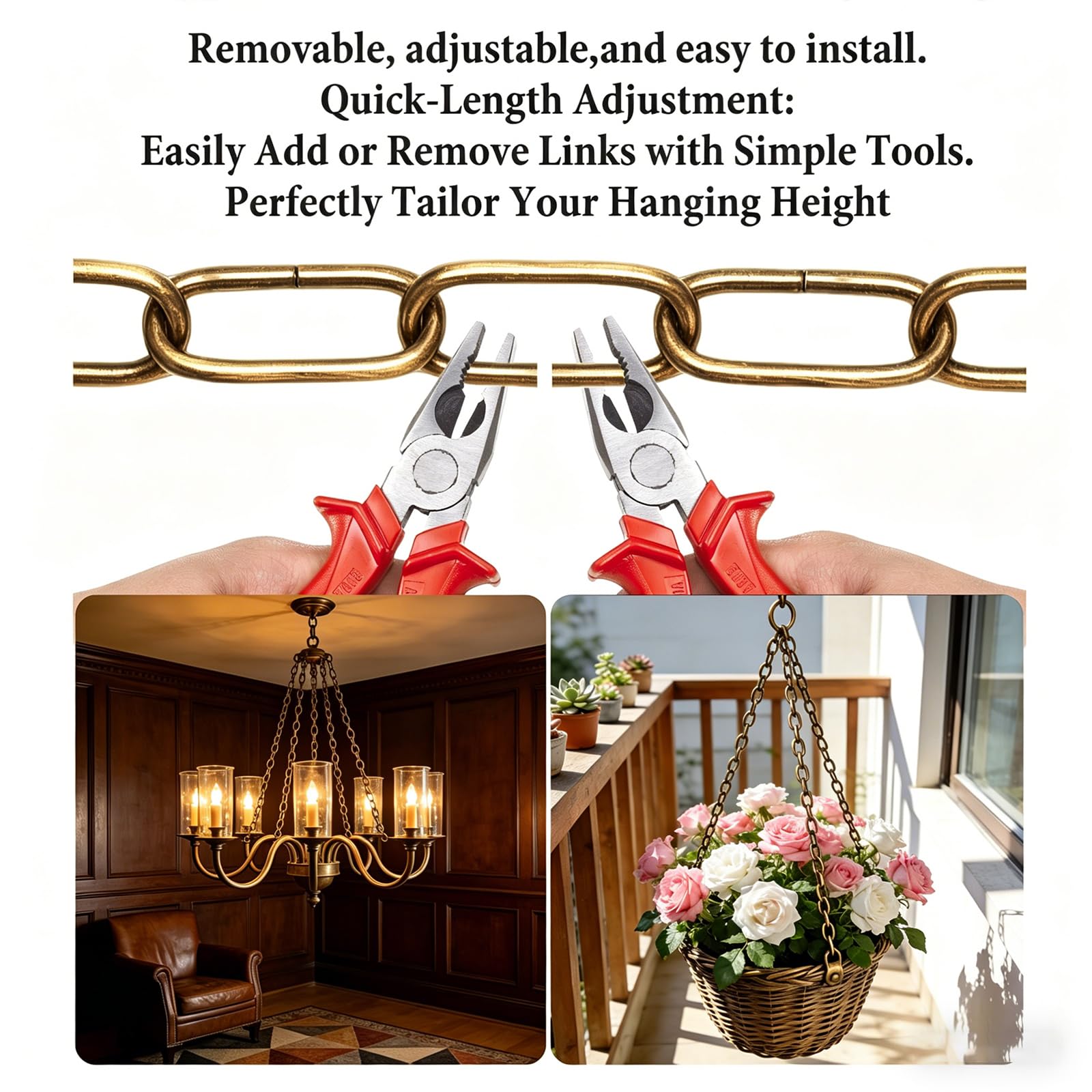 Sangle Soppfy Vingage Canopy Kit and Pendant Light Fixture Chain for Chandelier or Swag Light Fixtures,Maximum Weight of 60 Pounds, 6 feet,Heavy Duty,5 Inches Diameter (Brass) — Amazon image 6