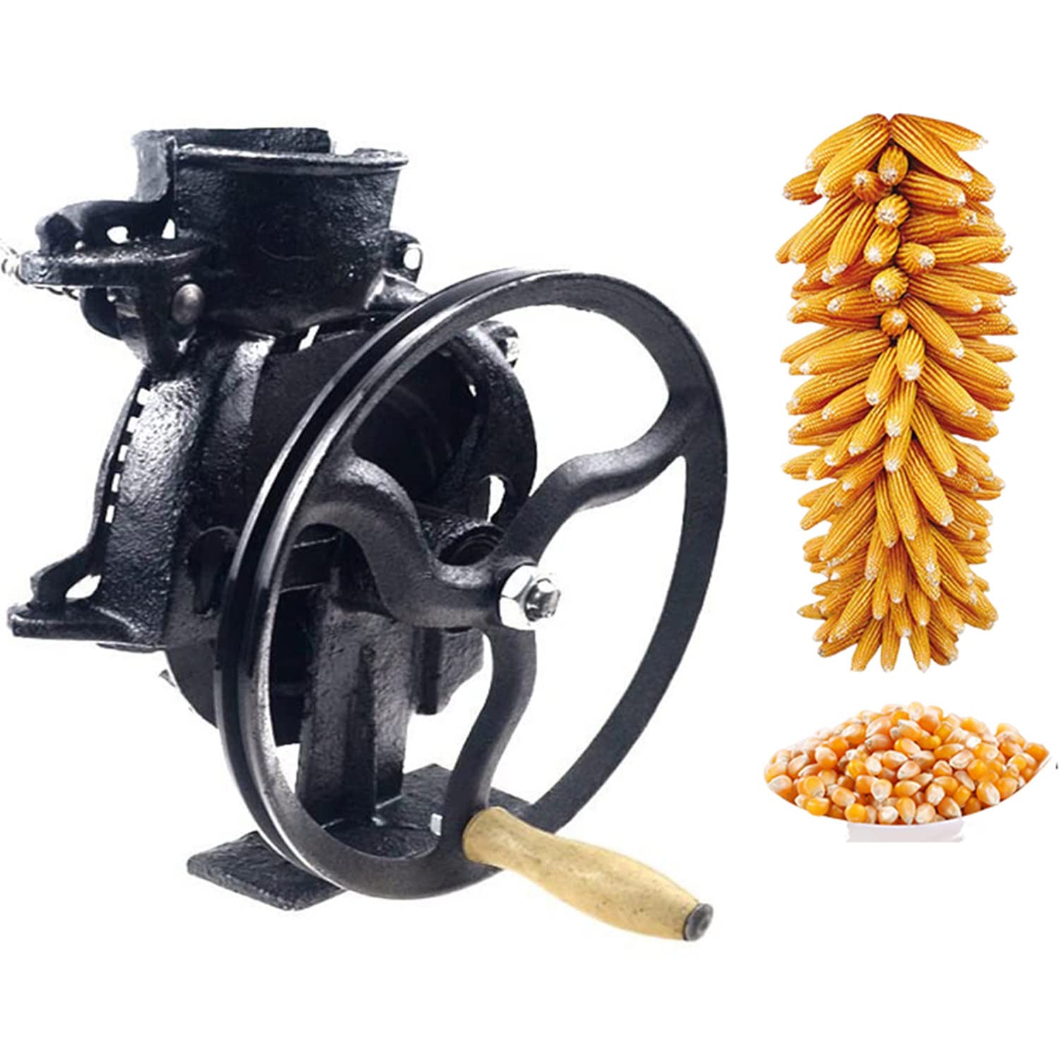 Sgranatrice per Mais Manuale, Robusta e Resistente, in ghisa con Manico in Legno per Una sgranatura e trebbiatura efficiente.