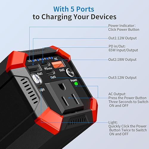 Miniatura 2 de Fuente de alimentación móvil de 100 W CA con tomacorriente, cargador portátil de alta capacidad para portátil de 27000 mAh, carga rápida, batería de
