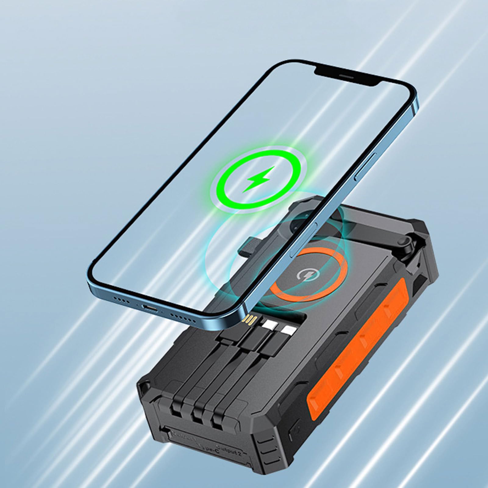 Power Bank Solare Luce LED Ricarica Wireless Dispositivi Elettronici | Power Bank Caricatore Telefono per Casa, Viaggi, Escursionismo, Campeggio, Pesca, Uomini, Donne, Ragazzi, Ragazze, Giovani e