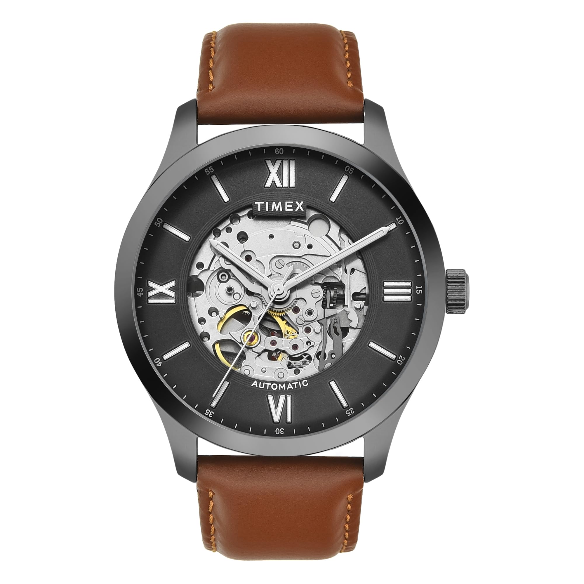 TIMEX Automatic Watch for Man with Blue Round Dial & Blue Leather Stra