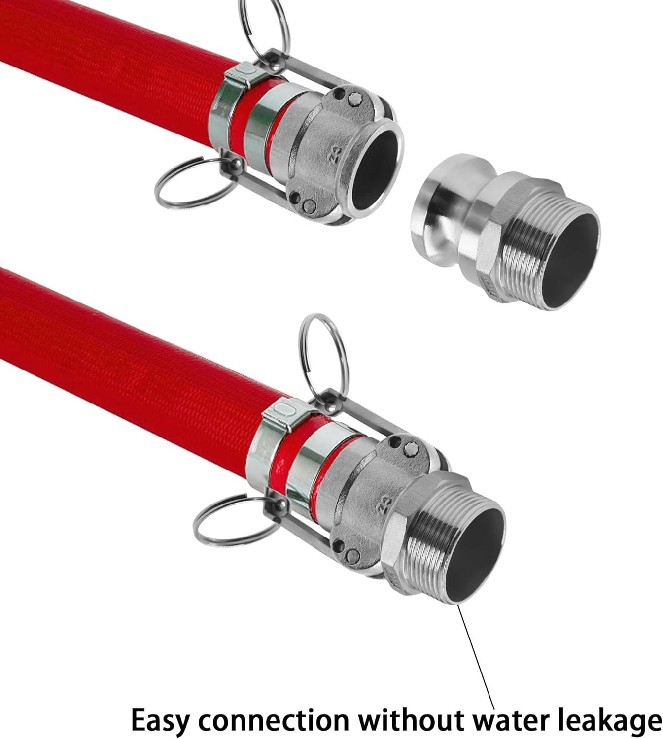 316 Stainless Steel Global Type F Cam and Groove Hose Fitting,Camlock Fittings,2.5" Plug x 2.5" NPT Male Cam Lock Fitting Coupling 2 Pack