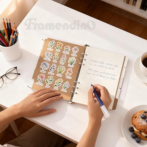 Miniatura 4 de Framendino, 3 juegos de separadores de papel de índice A5, 5 hojas por juego para anillos de 6 agujeros