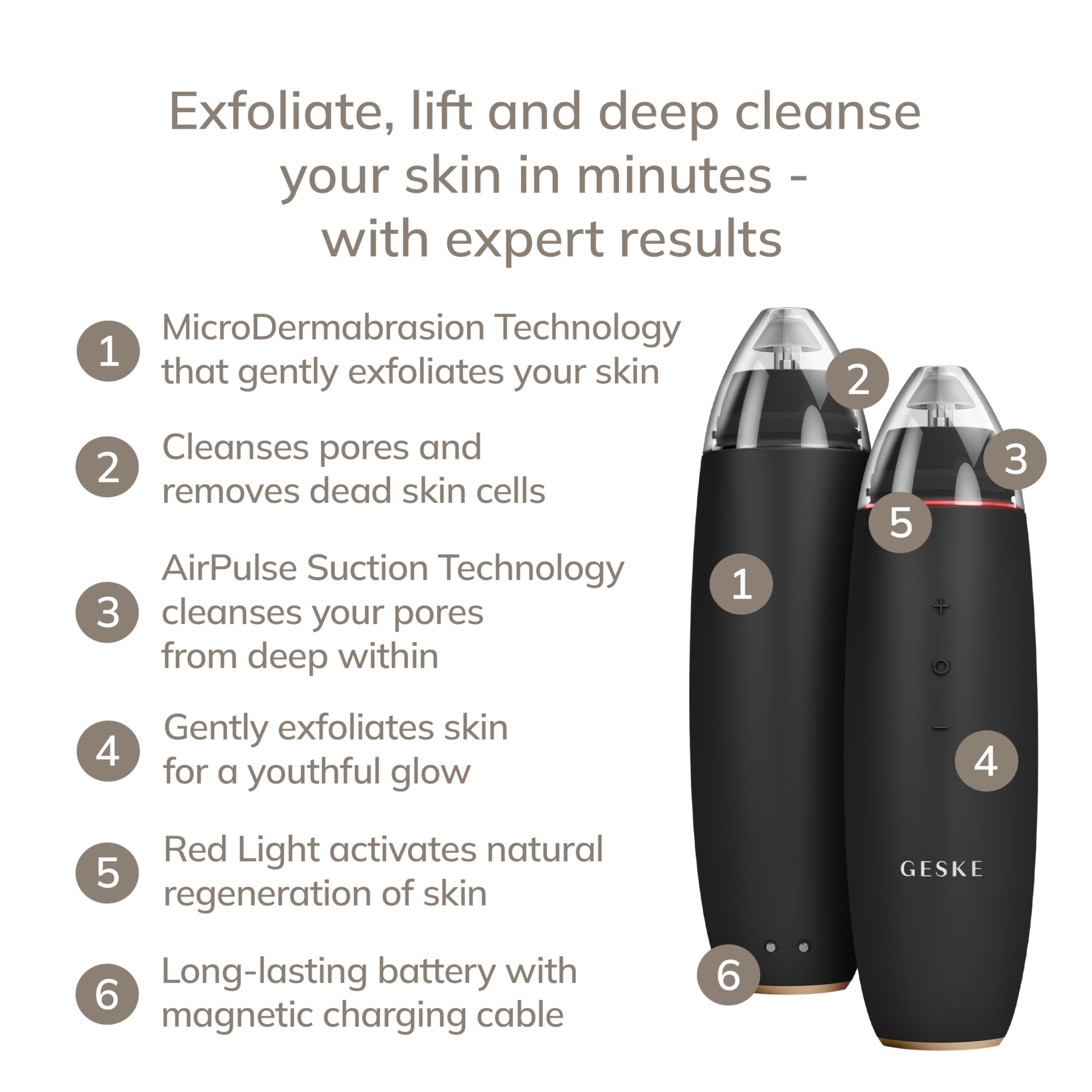 GESKE | SmartAppGuided™ MicroDermabrasion Blackhead Remover | 7 in 1 Mitesserentferner | Elektrischer Porenreiniger | Innovativer Vakuumsauger | Beauty Tools | Hautreinigungsgerät | Skincare Device