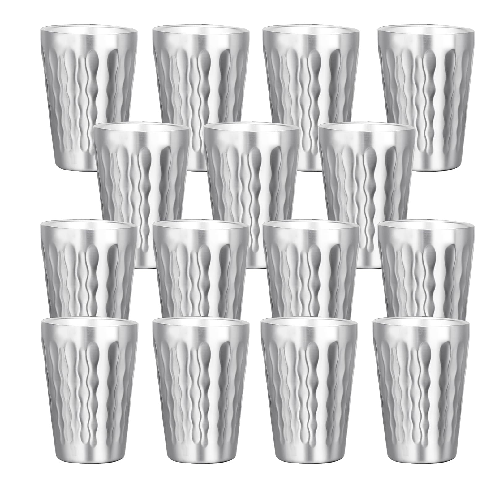 Lot de 15 gobelets en acier inoxydable de qualité supérieure - 473 ml - Isolation à double paroi - Gobelets à eau empilables et incassables pour l'extérieur, les voyages, le camping, la