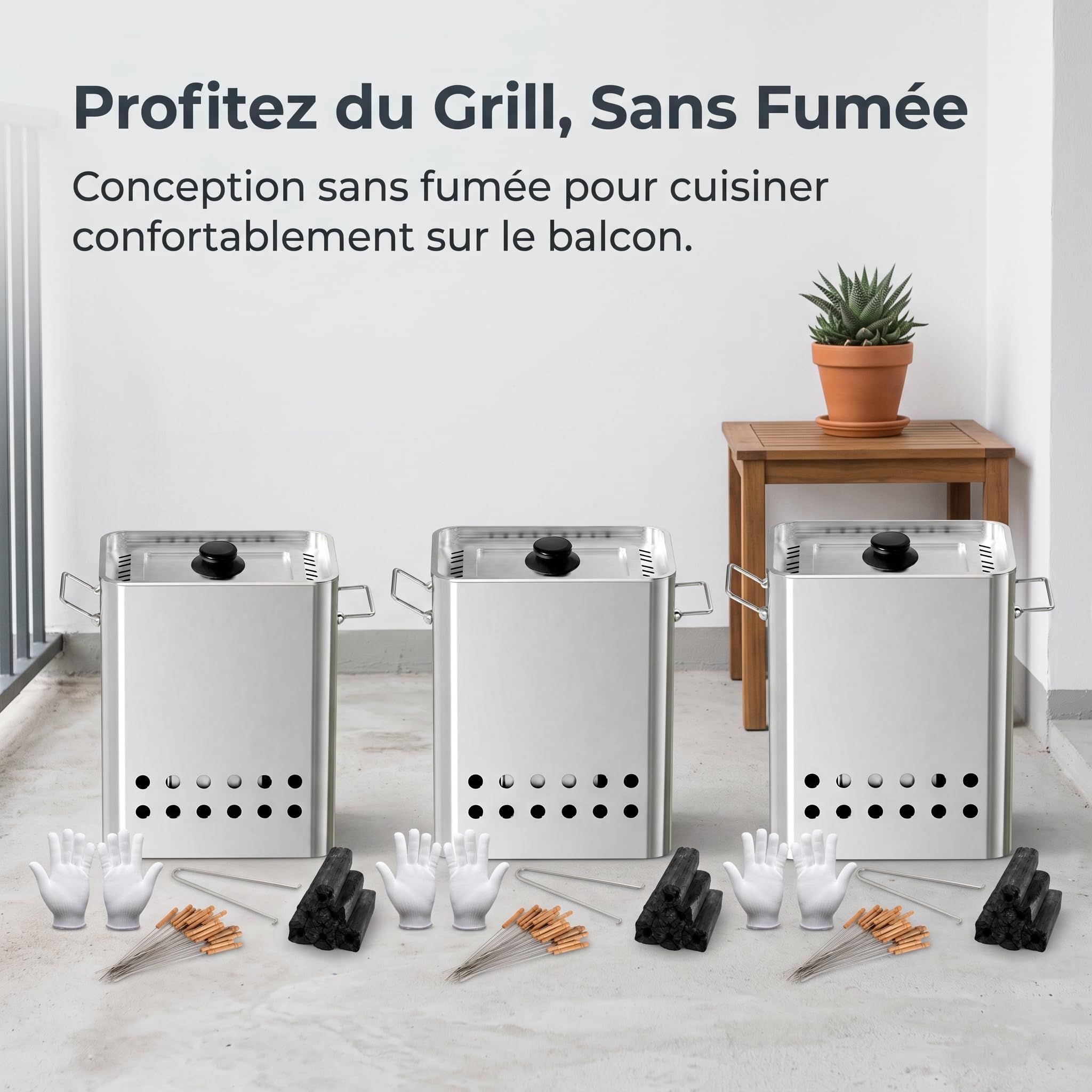 Grill a Carbone Forno Brasare Senza Fumo, 26 spiedini da 300 mm per barbecue