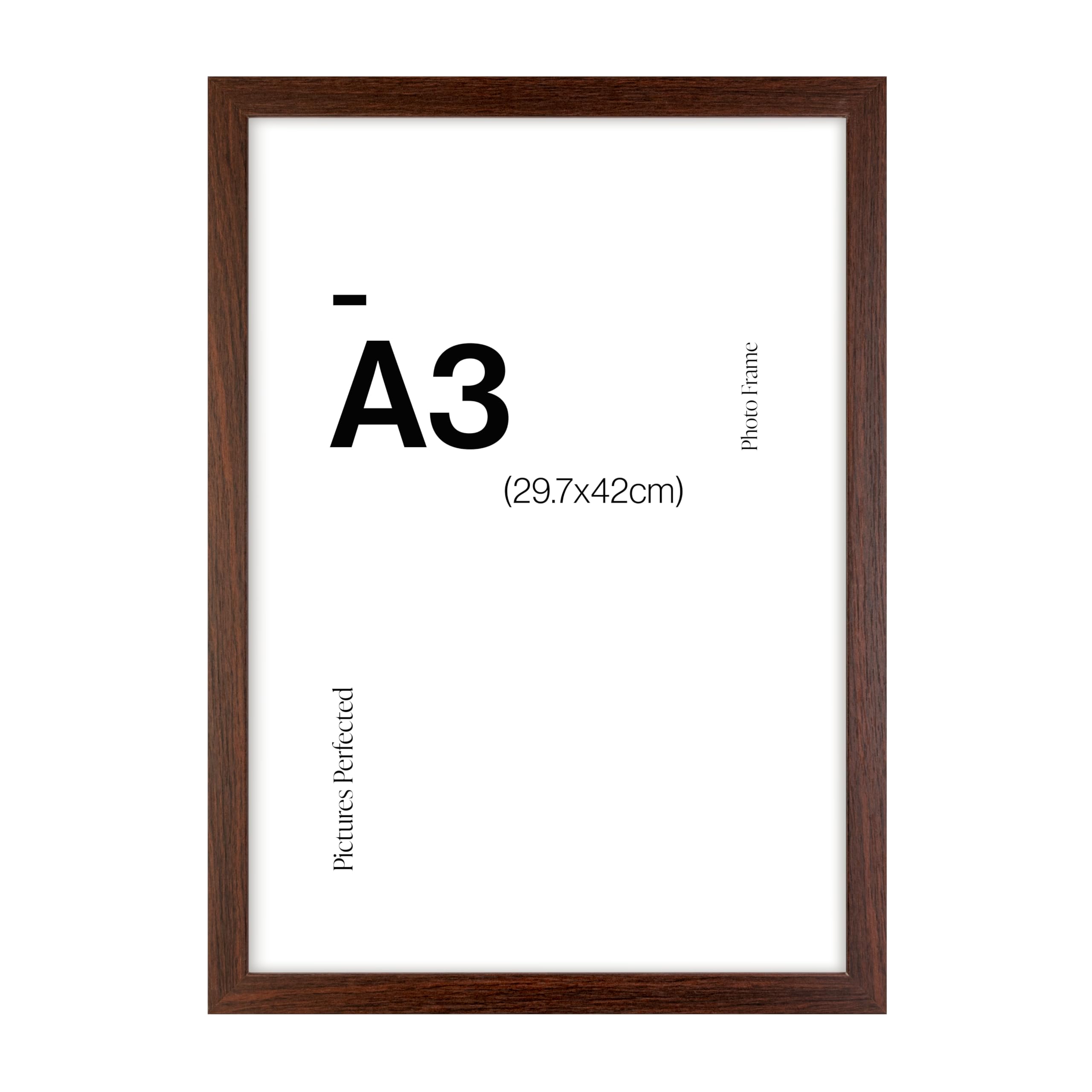 Home Selections Walnut Contemporary A3 Wooden Picture Frame For A3 (29.7 X 42Cm) Photos Or Pictures, Plexi Glass, Wall Mounted Landscape Or Portrait