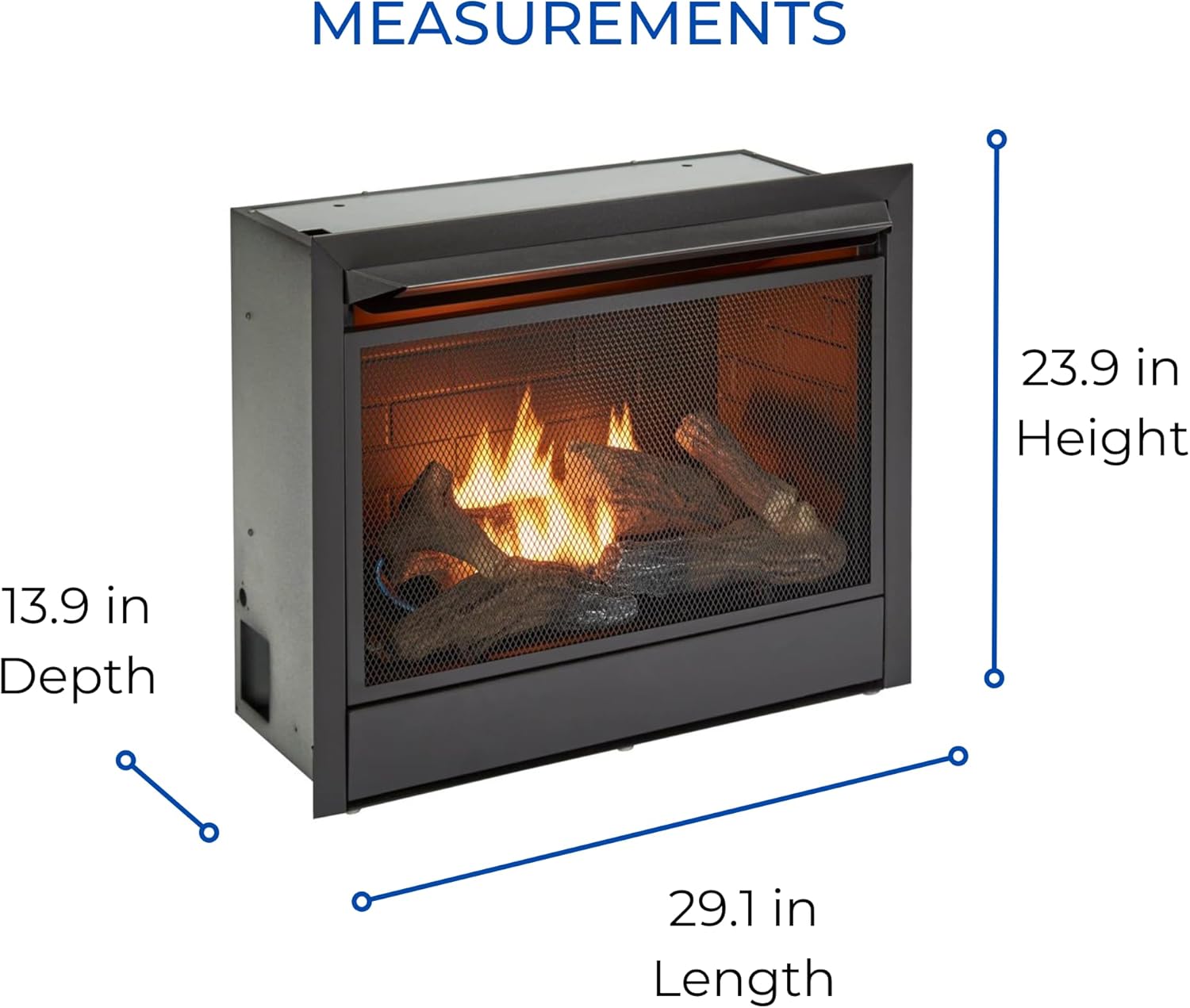 Duluth Forge Dual Fuel Ventless Gas Fireplace Insert, Thermostat Control, 5 Fire Logs, Use with Natural Gas or Liquid Propane, 26000 BTU, Heats up to 1350 Sq. Ft., Black