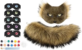 DIY Therian Masque Kit, Plush Furry Cat Fox Mask for Cosplay