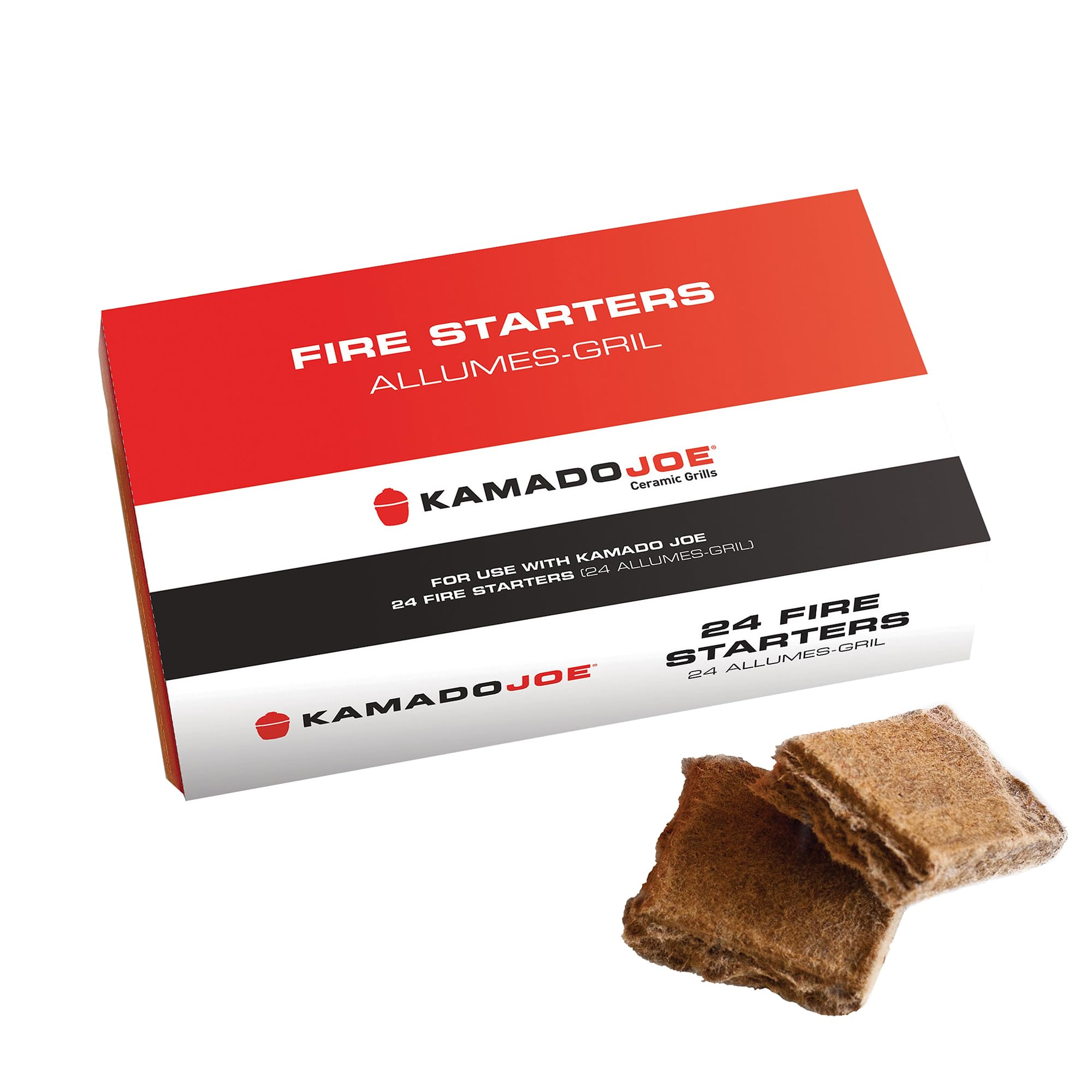 Kamado Joe Fire Starters 24 Pack, Natural Charcoal BBQ Firelighters for Kamado Grills, Smokers and Barbecues