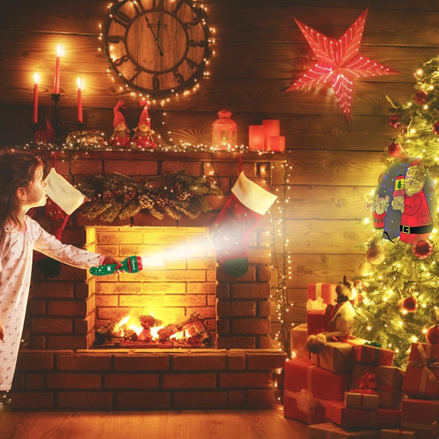 Flashlight Projector for Kids,24 Patterns Early Education Image Recognition and Fun,Christmas Flashlights Kids for Travel Holiday Nursery Kindergarten Boys Girls Party Favors Bedtime