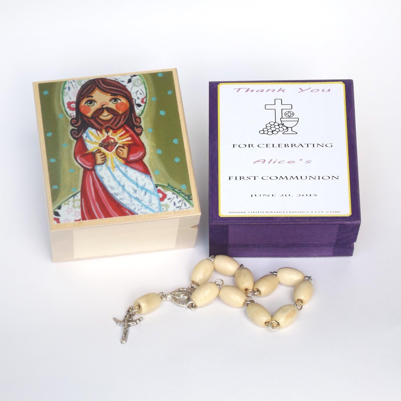 Sacred Heart of Jesus Christ box Girl first communion favors girl First communion gift girl Thank you favor girl first holy communion favor Rosary favor Rosary box Confirmation favor Confirmation gift
