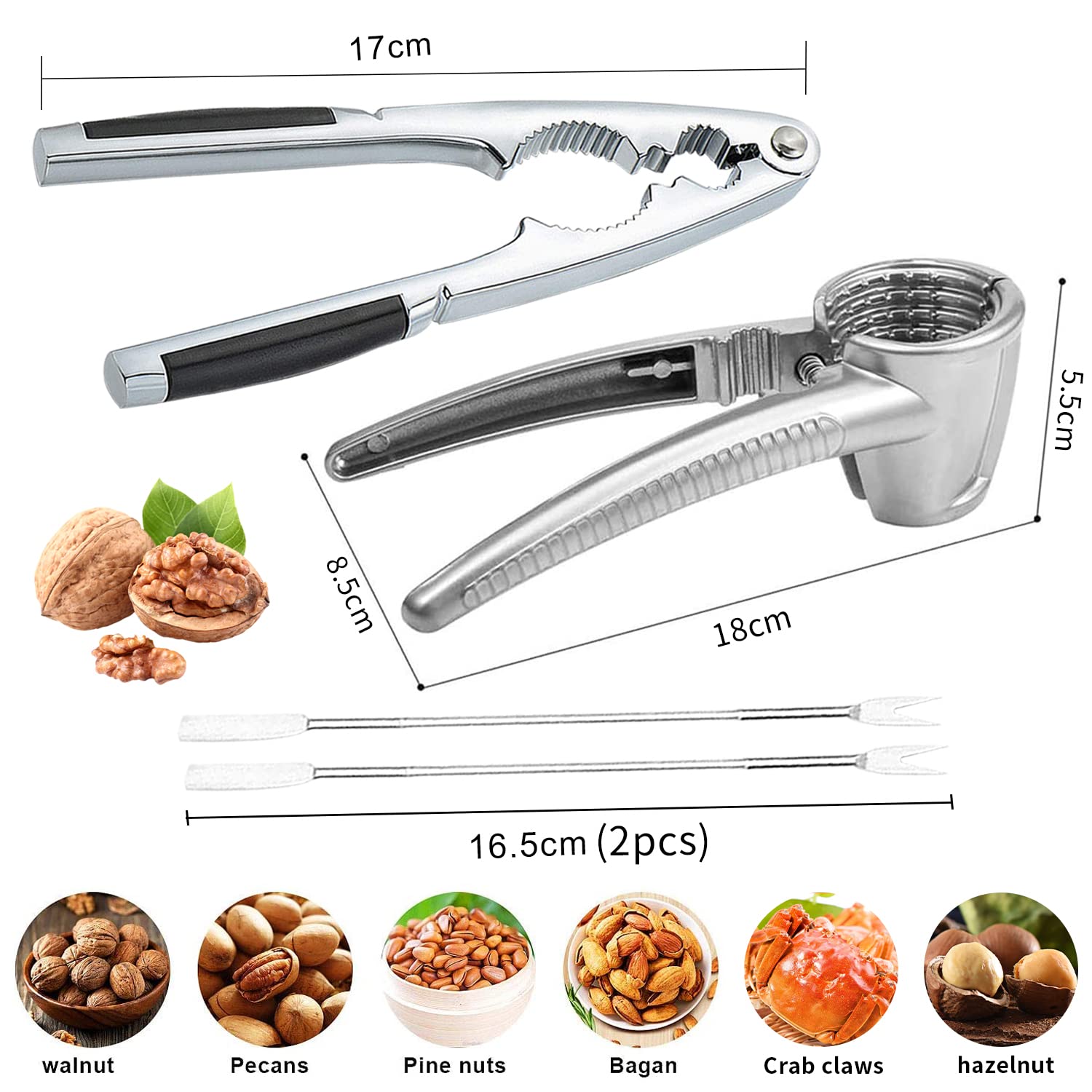 Nutcracker, 4 Pcs Nutcracker Kitchen Tool, Nut Crackers Tool, Funnel Walnut Pliers, Metal Nutcracker Multifunction - Image 2