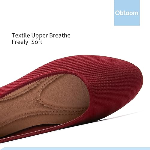 Miniatura 7 de Obtaom - Zapatos planos de vestir con punta redonda para mujer, sin cordones, estilo ballet, color negro