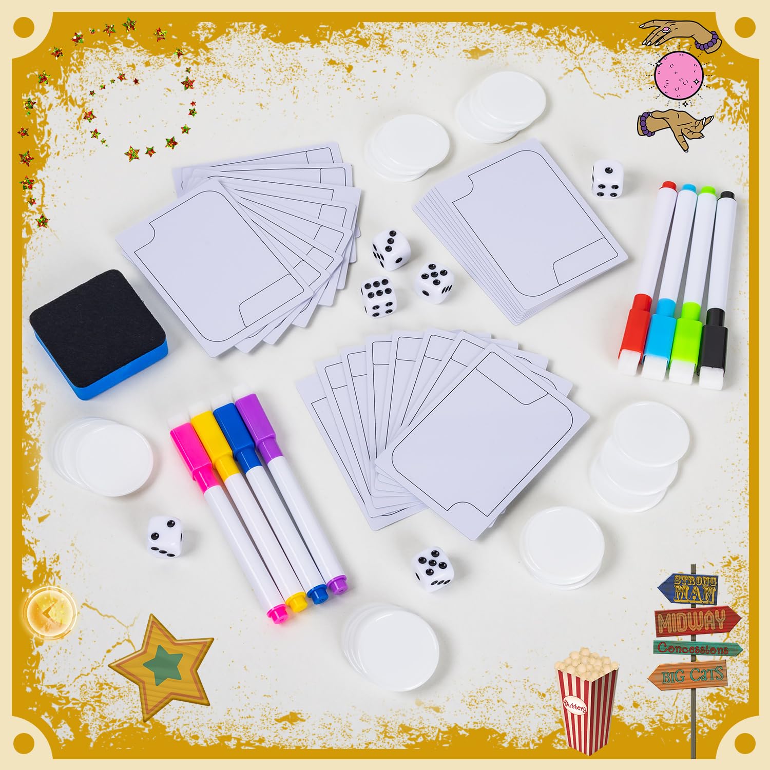 Amazon.com: 24 Pcs Multifunctional Tokens Dry Erase Cards, Reusable Blank  White Flash Erasable Index Cards with 8 Marker Pens for MTG DIY Blank Card  Games Accessories : Toys & Games
