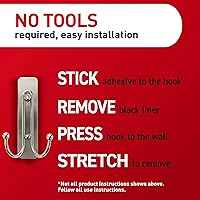 Vista 8 de Command Ganchos dobles grandes de níquel cepillado, 2 ganchos y 2 tiras, ganchos de pared colgantes sin daños con tiras adhesivas, ganchos
