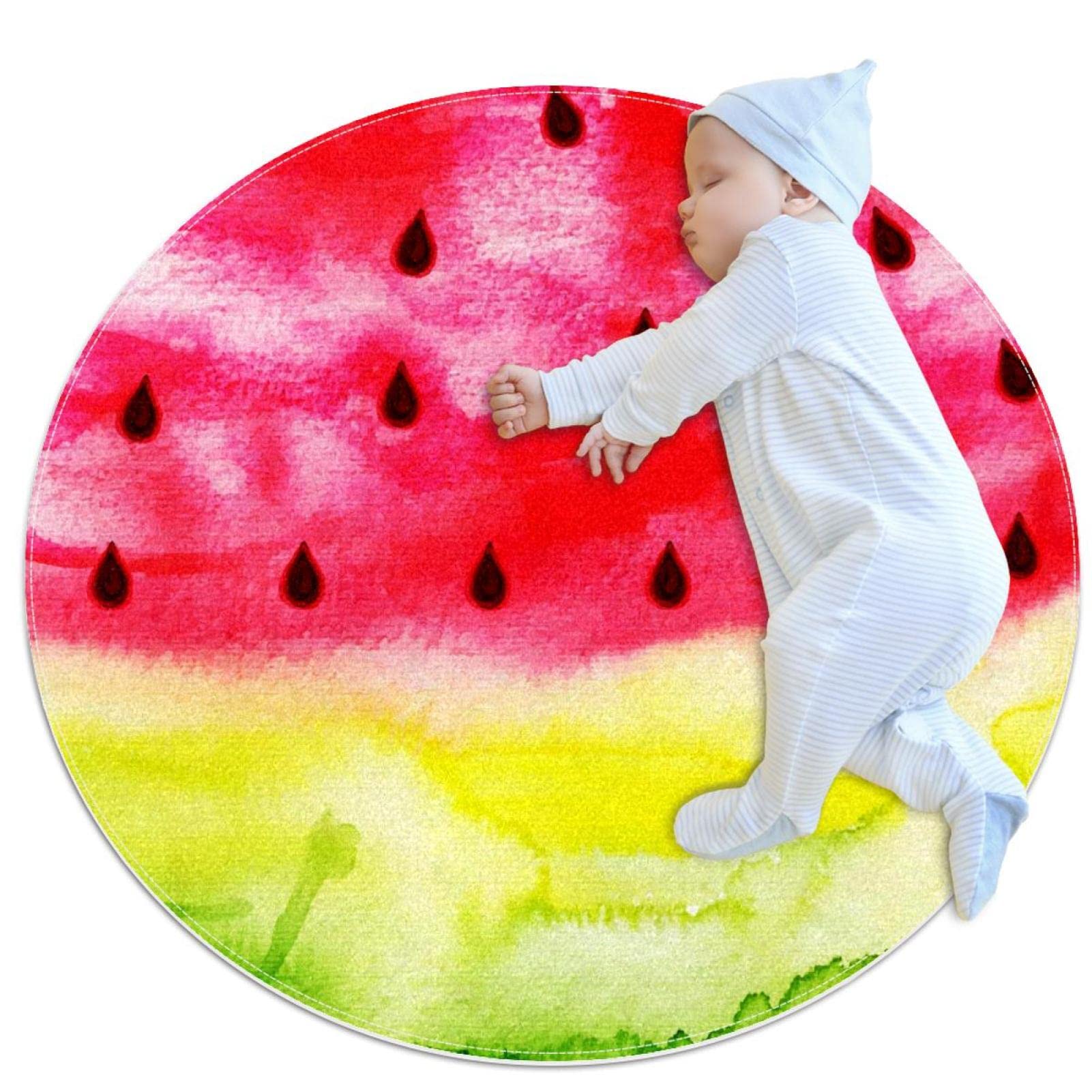 Alfombra sandía redonda infantil JDEZ de 80x80 cm para juegos
