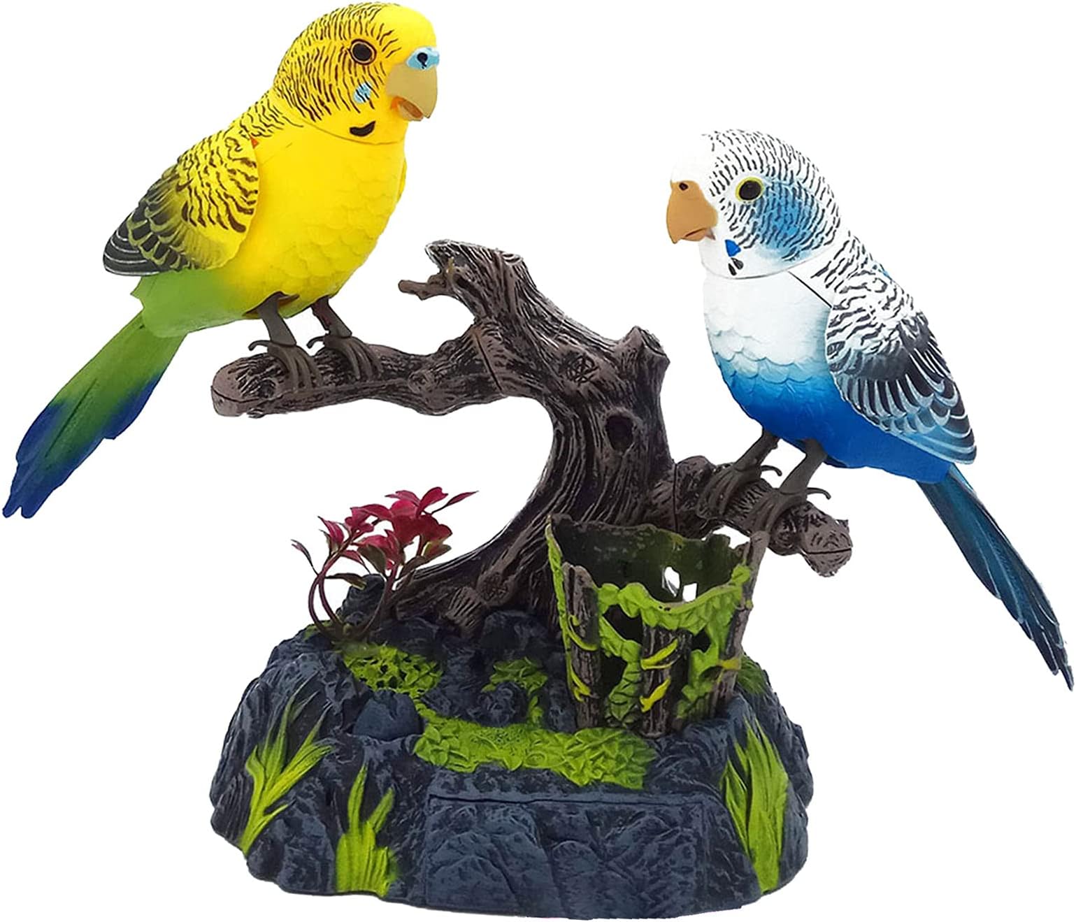 yotijay Recording Singing Chirping Birds Controlled Talking Parrots Decor Accessories Kids Birthday Gifts , 2pcs B