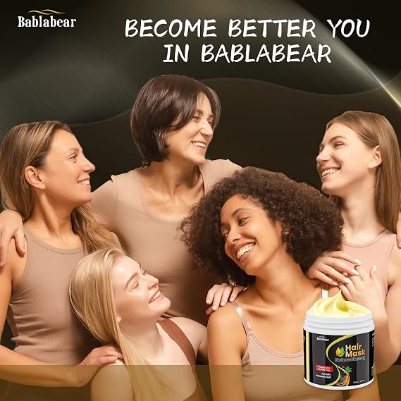 Bablabear Hair Mask for Damaged Hair,Hair Treatment for Color Treated Hair Deep Conditioner,Mascarilla Para El Cabello for Dry/Frizzy Hair.Moisturizer and Adds Shine.Hair Care for Curly Hair.500ml