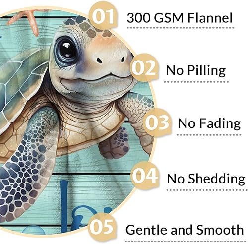 Miniatura 4 de Manta de tortuga marina, suave, mullida y cálida, manta de 50 x 60 pulgadas para cama, sofá, azul, lindo regalo para adultos y niños