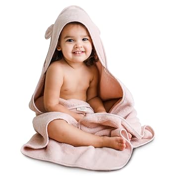 Natemia Hooded Baby Bath Towel - 100% Organic Cotton Baby Towels for Newborns, Toddlers, Boys, Girls - Soft Absorbent 450 GSM - Gentle on Sensitive Skin - Baby Shower Registry Gift 35" x 35"
