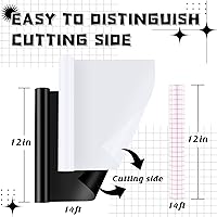 Vista 2 de HTVRONT Negro + Blanco 12 Pulgadas x 4.27 Metros Rollo de Vinilo Permanente Mate con Cinta de Transferencia, 2 Rollos, Patrón de Burbujas
