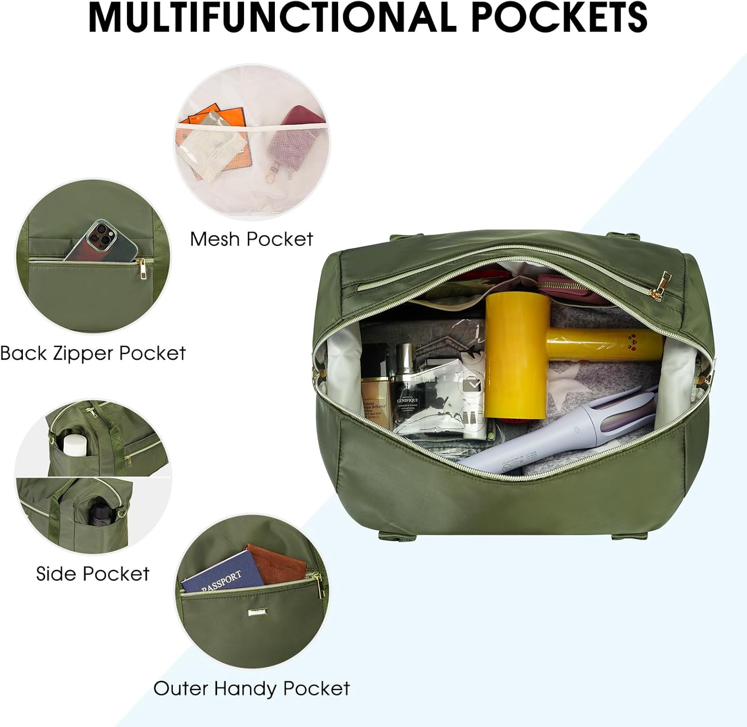 WANDF For Spirit Airlines Personal Item Bag 18x14x8 Underseat with Wet Pocket & Shoe Compartment & Tsa Approved Toiletry Bag