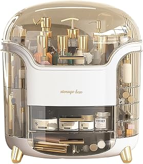 YAGVIZ Makeup Organiser Storage Box for Countertop Cosmetics, Dustproof Cosmetic Storage Box, Skincare and Beauty Case wit... Price In India