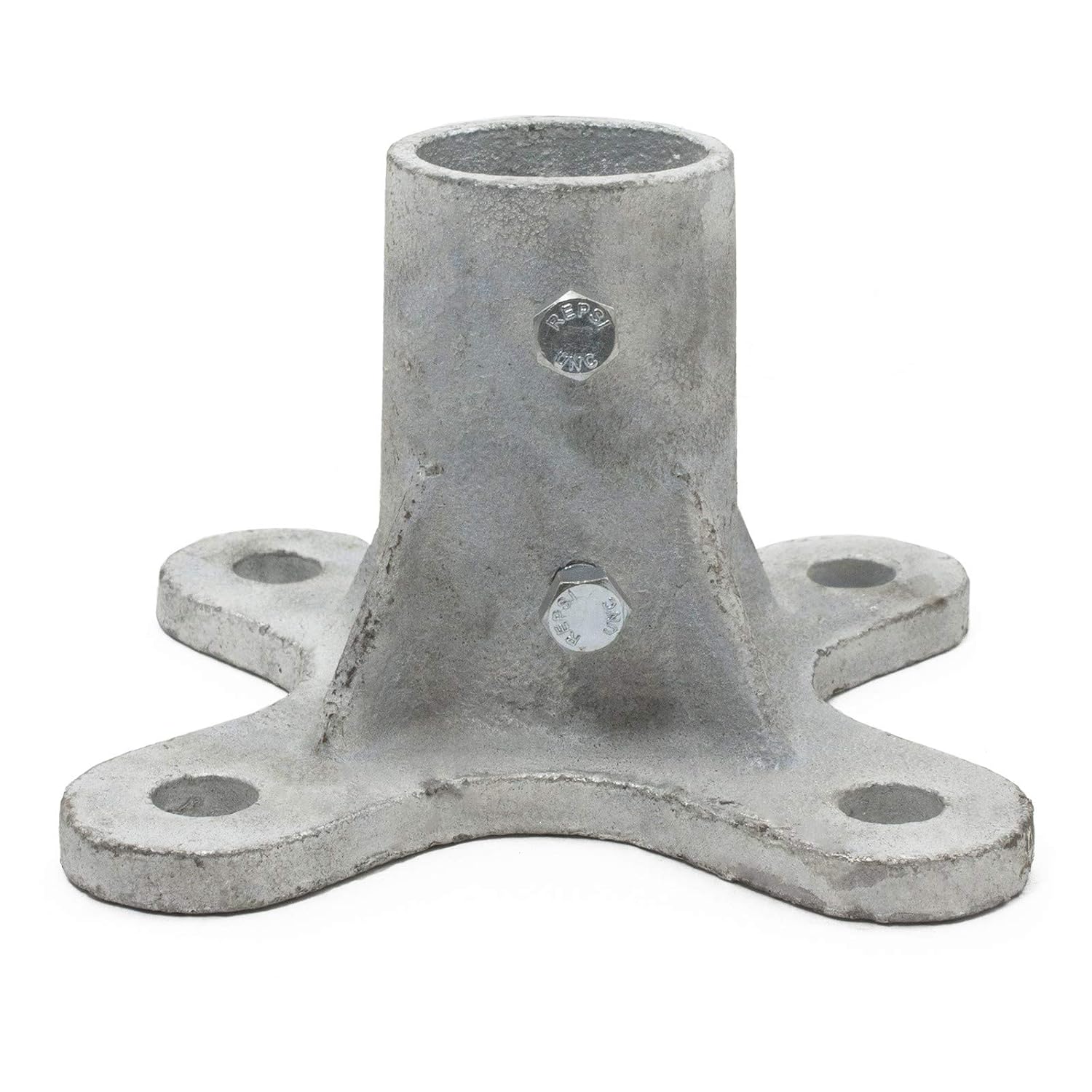 Plum Fittings 2" Posts (1 7/8" OD) Floor Flange w/ 2 Set Screws (Chain Link Fencing or Steel Round Posts)