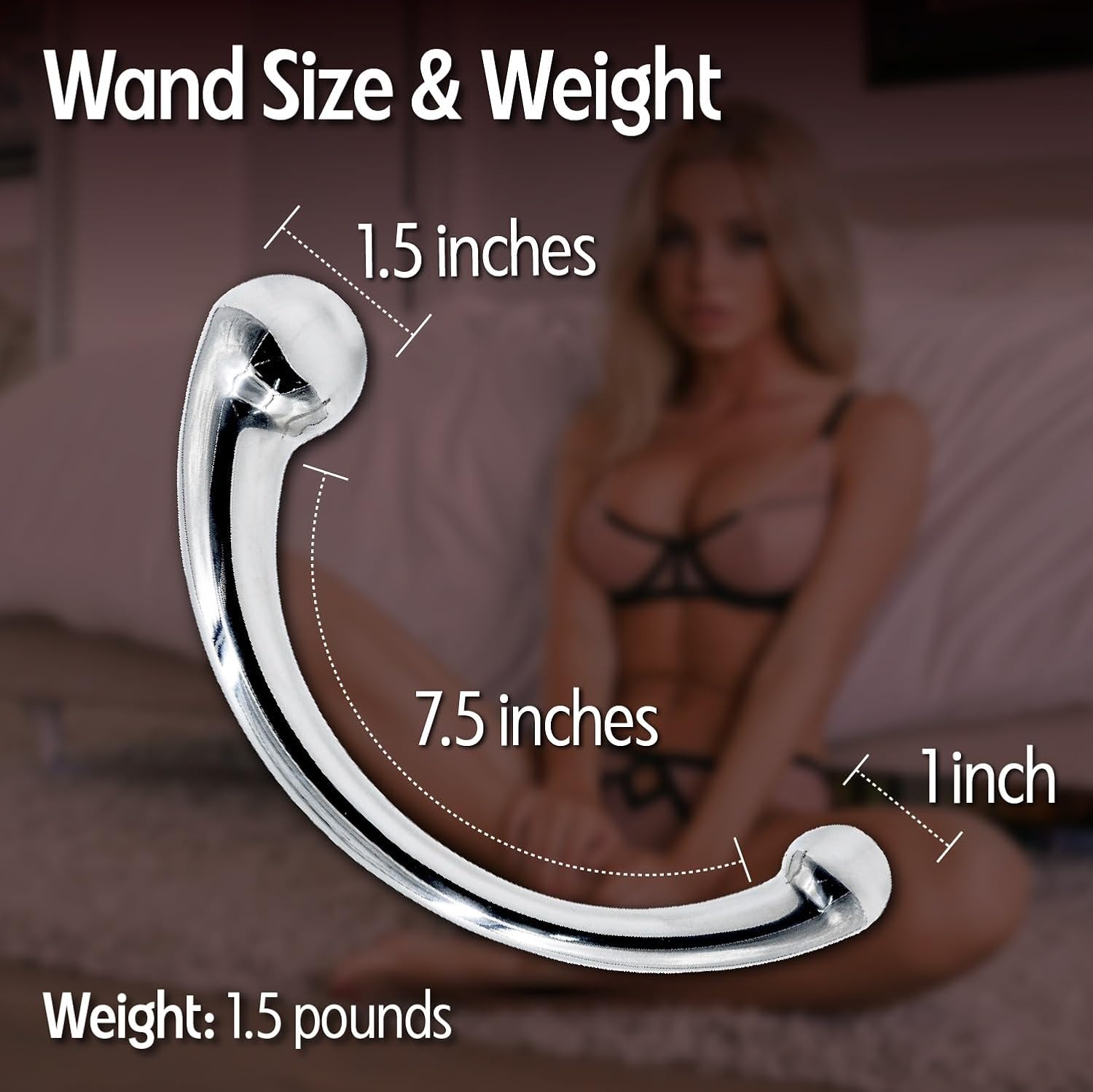Echo Prostate Massager Wand - 304 Medical-Grade Stainless Steel, Solid Core 2 lb Weight & Polished for Smooth Glide, Prostate, G-Spot & Anal Play - Adult Sex Toys & Curved Design for Men & Couples