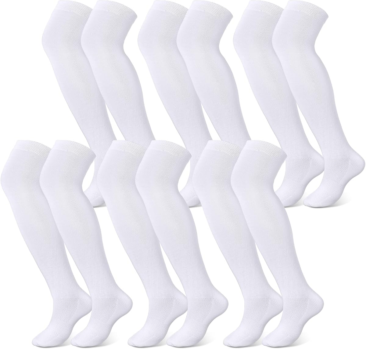 Hicarer 6 Pairs over Knee Baseball Socks Tube | Athletic Long Tube for Softball Football, Retro 50s Hop Theme Party Accessory, Unisex Youth Combo Over-knee Design