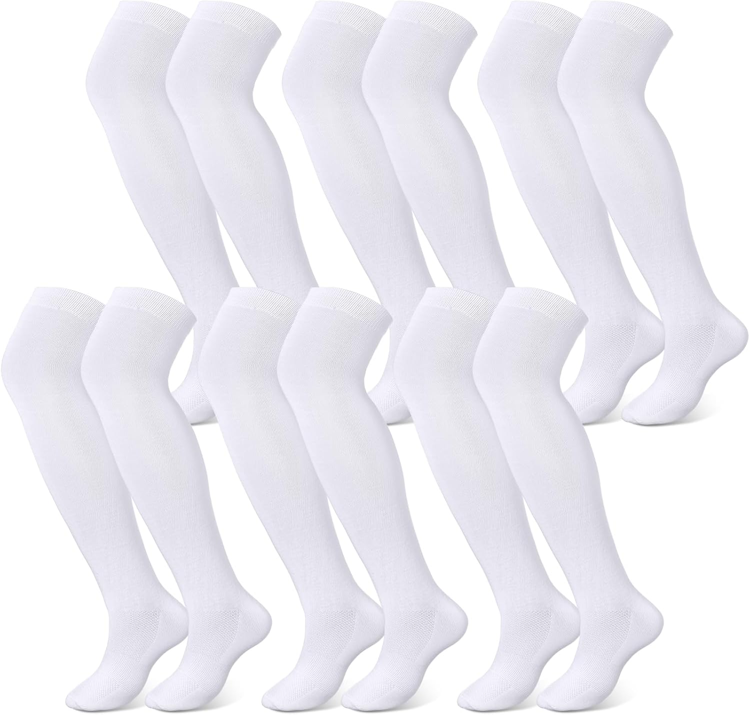 Hicarer 6 Pairs High Baseball Socks over Knee Football Softball Sock Youth Combo Long Sport Men Tube Socks Women
