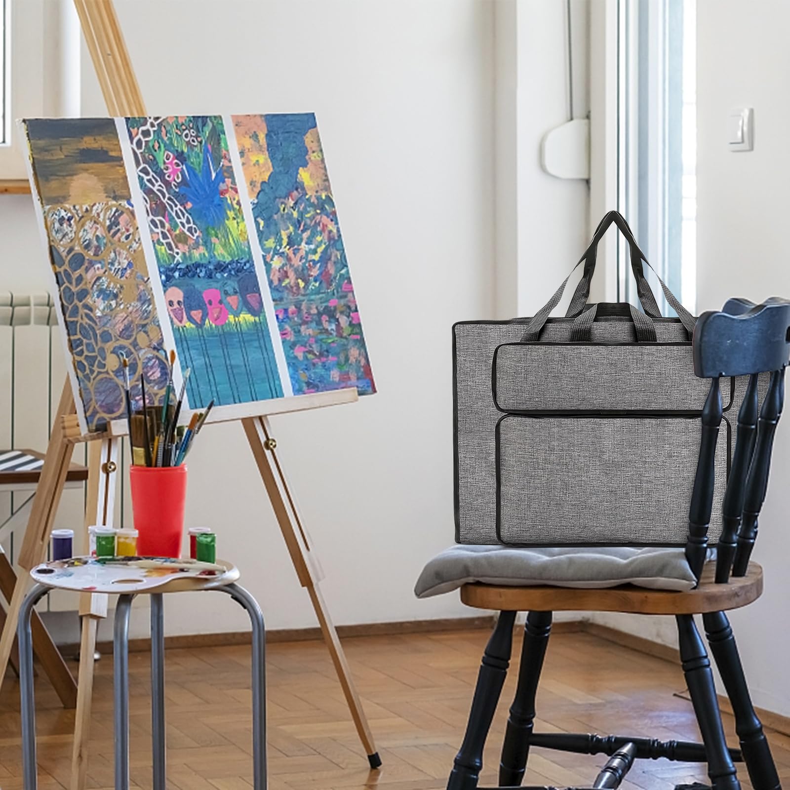 Bocguy Borsa per il trasporto impermeabile, formato A3, multifunzionale, da disegno, con maniglie, per pittura, per bambini, per artisti, leggera, custodia, Blu, A2, Cartella portadocumenti