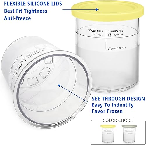 Miniatura 3 de LOMILD Recipientes de helado de 24 onzas, repuesto para pintas y tapas Ninja Creami Deluxe, paquete de 2, compatibles con máquinas de helados NC500