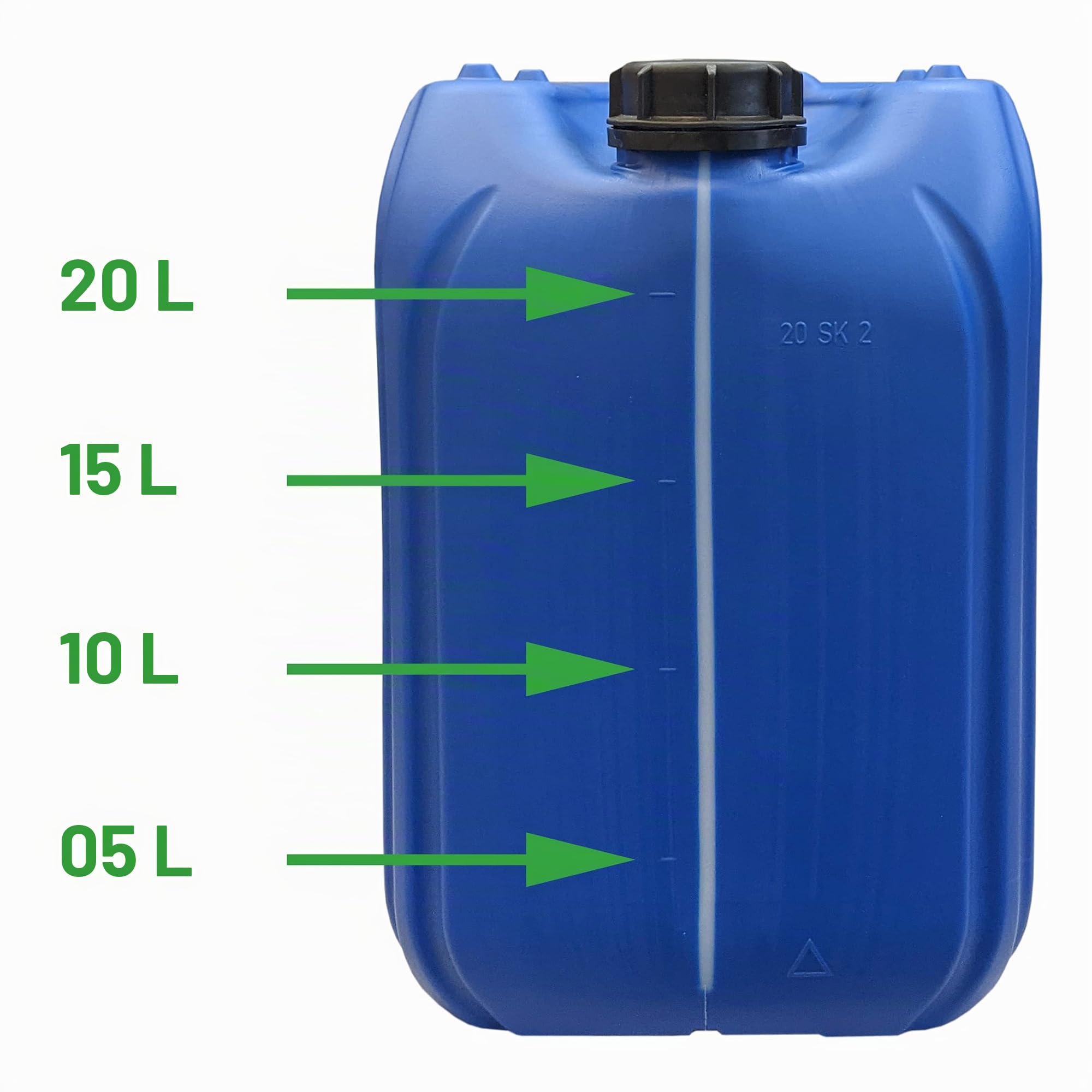 plasteo® Lot de 6 bidons à Eau Bleus de 20 l avec Bouchons et 1 Robinet d'écoulement | sans BPA | Convient à Un Usage Alimentaire | Camping Portable | Intérieur et extérieur | Fabriqué en Allemagne