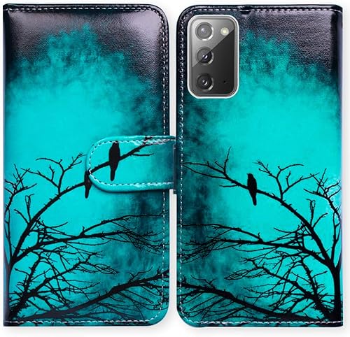 Funda para Samsung Galaxy Note 20 5G, diseño de pájaro negro y verde con tapa para teléfono con ranura para tarjeta y soporte para Samsung Galaxy