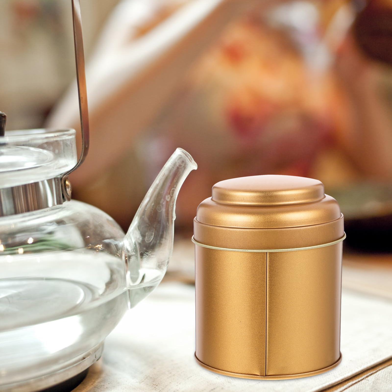 Didiseaon 6 Botes de Té Pequeños de Hojalata Tapa Doble, Almacenamiento Hermético para Cocina, Recipiente Metálico Reutilizable Color Rosa Mate para Guardar Té, Dulces y Especias