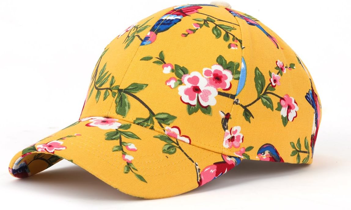 JOOWEN Floral Print Baseball Cap Adjustable 100% Cotton Canvas Dad Hat Hats for Women