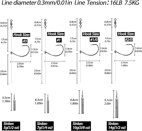 Miniatura 6 de THKFISH Fishing Ready Tied Rigs Drop Shot Rig with Wacky Rig Hooks Drop Shot Weights Swivel Wire Leader Line Rigs Bass Fishing Rigs 5PCS