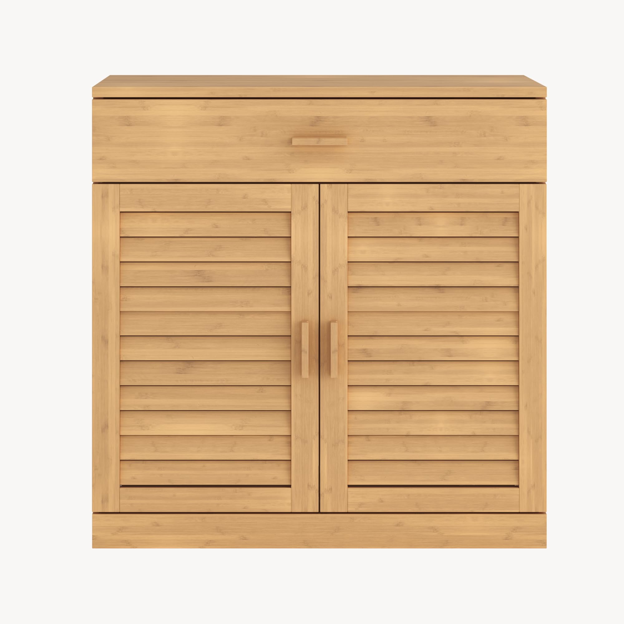 [en.casa] Scarpiera a 2 Ante con Cassetto Mobile Contenitore con 3 Ripiani Armadietto Portascarpe in Bambù Naturale per Ingresso Corridoio Bagno 67 x 66 x 34 cm