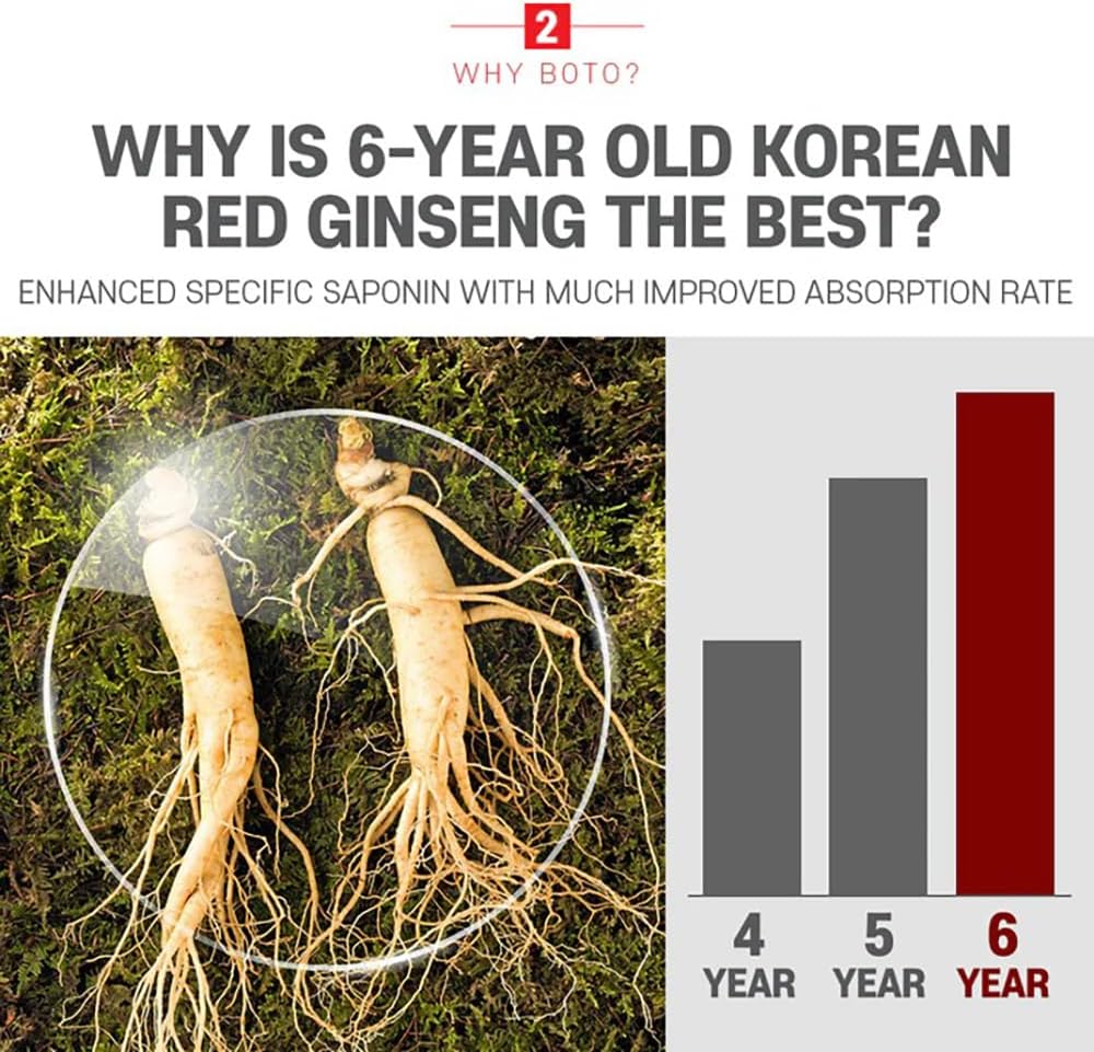 BOTO 6 Year Korean Red Ginseng Extract Pure Stick Gold | Premium Korean Ginseng Supplement for Daily Vitality | 100 Sachet. - Image 4