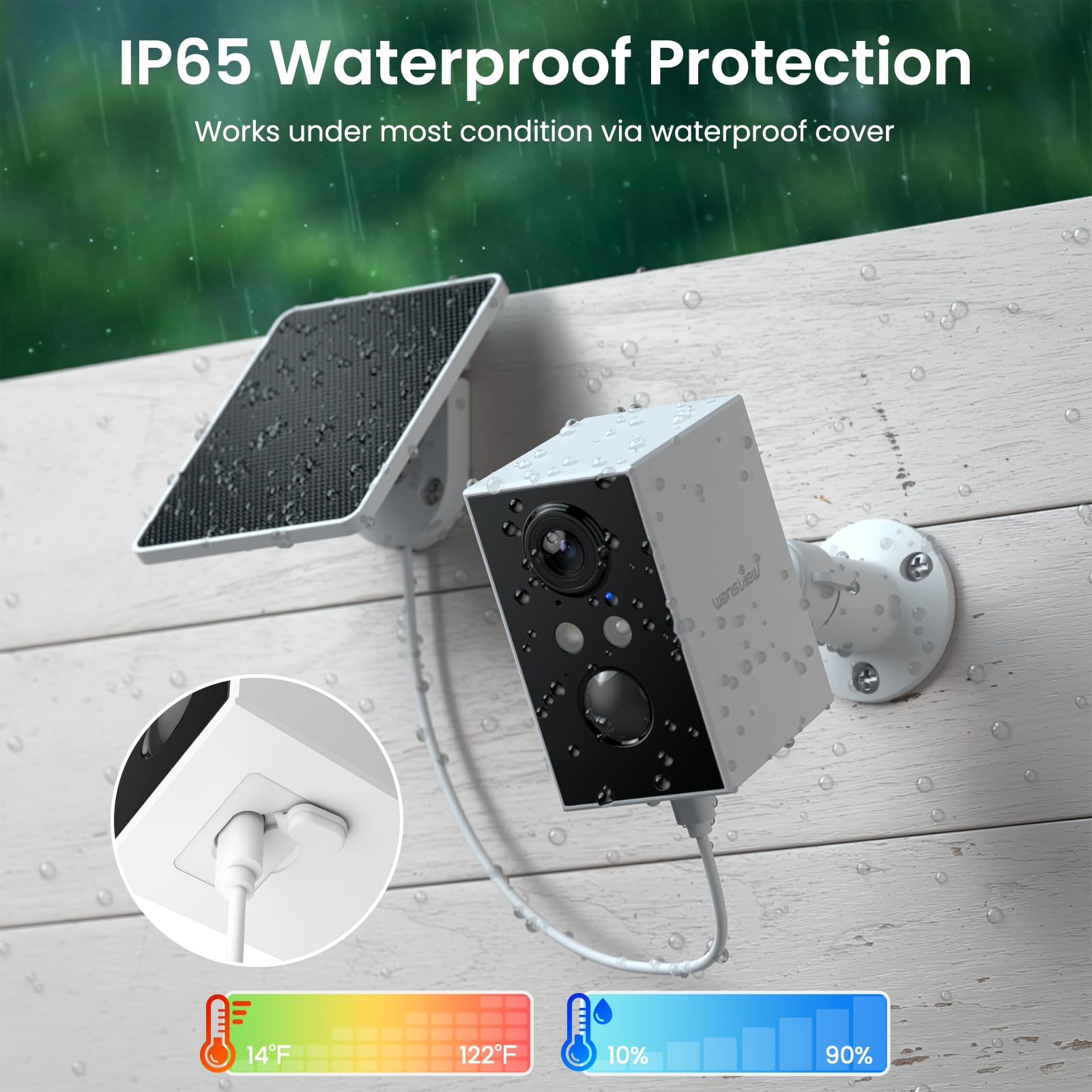 wansview Camara Vigilancia WiFi Exterior Solar - 2K Camaras Vigilancia Domicilio WiFi 2.4G hz Seguridad sin Cable con Batería, PIR Sirena, Visión Nocturna Color, IP65