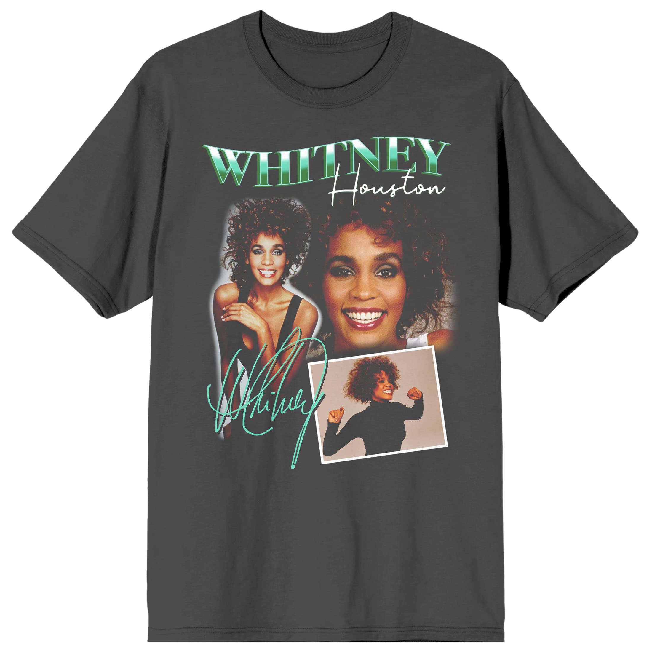 Bioworld Whitney Houston Rittrait Collage - Maglietta unisex per adulti, colore: antracite